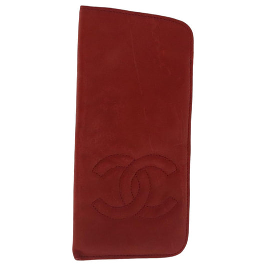 CHANEL Sunglass Case Leather Red CC bs19060