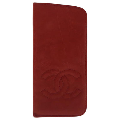 CHANEL Sunglass Case Leather Red CC bs19060