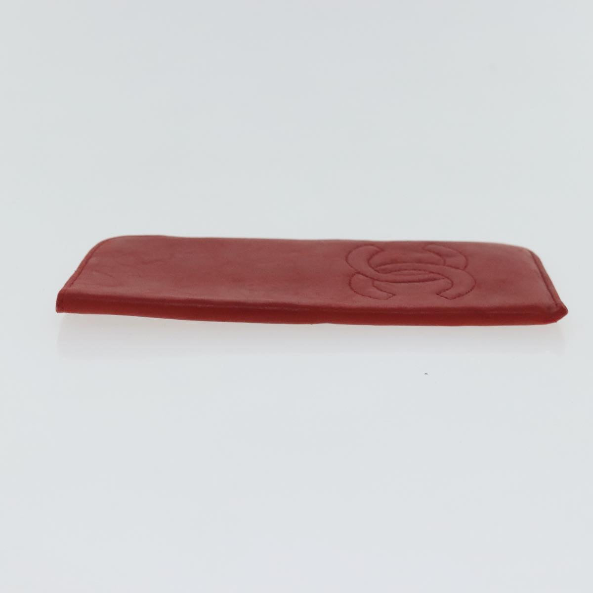 CHANEL Sunglass Case Leather Red CC bs19060
