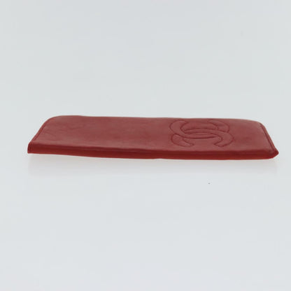 CHANEL Sunglass Case Leather Red CC bs19060
