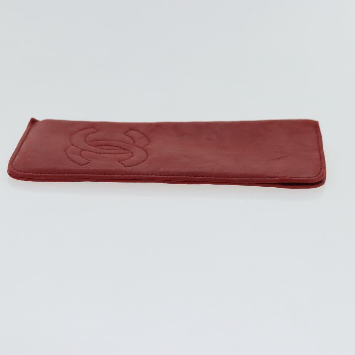 CHANEL Sunglass Case Leather Red CC bs19060