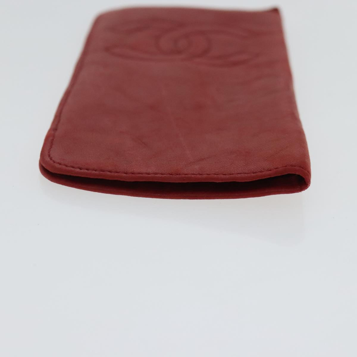 CHANEL Sunglass Case Leather Red CC bs19060