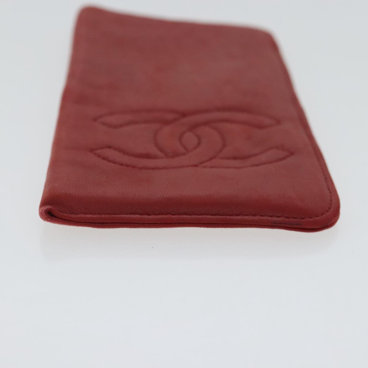 CHANEL Sunglass Case Leather Red CC bs19060