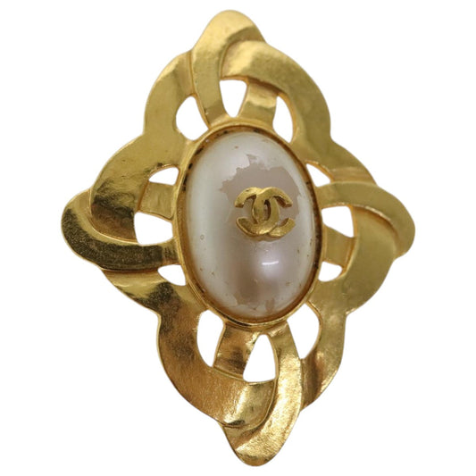 CHANEL Brooch metal Gold Tone CC bs19066