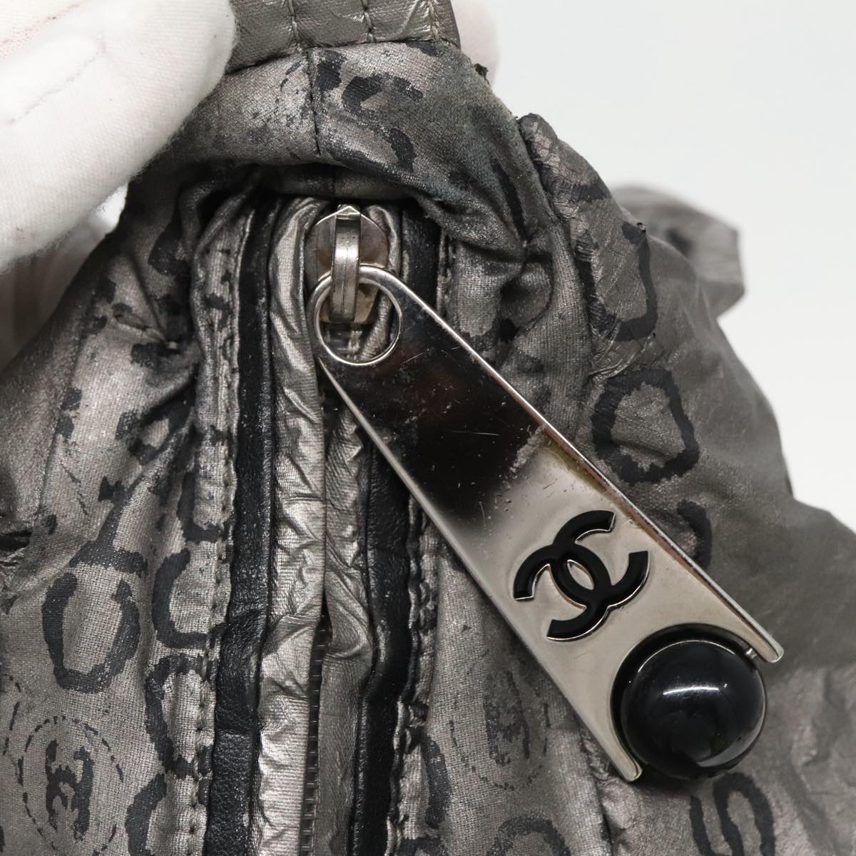 CHANEL Unlimited Shoulder Bag Nylon Silver CC bs19166