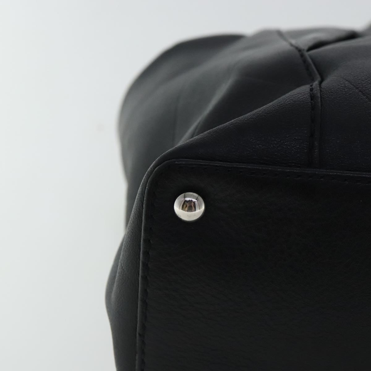 CHANEL V stitch Hand Bag Leather Black Silver CC bs19168