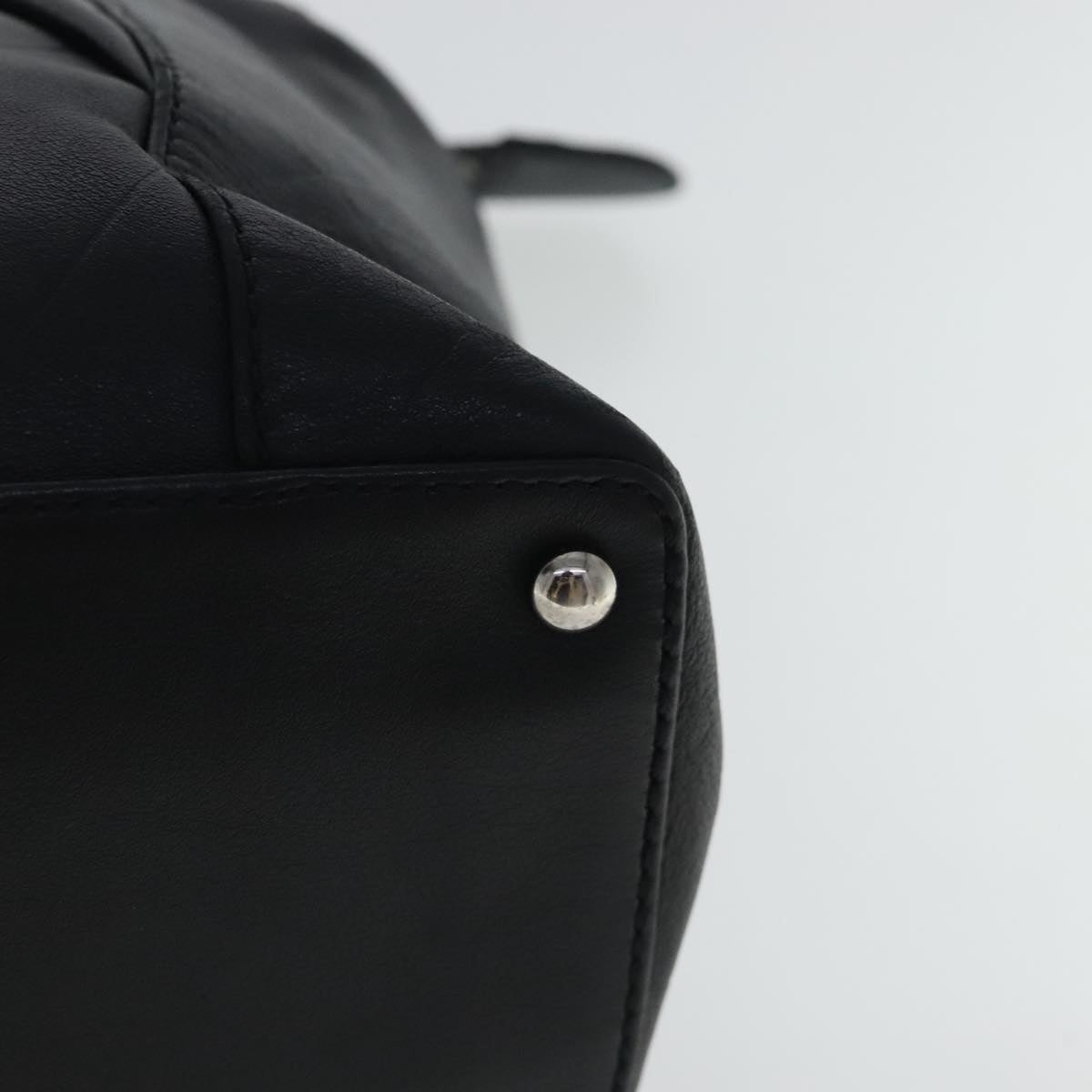 CHANEL V stitch Hand Bag Leather Black Silver CC bs19168