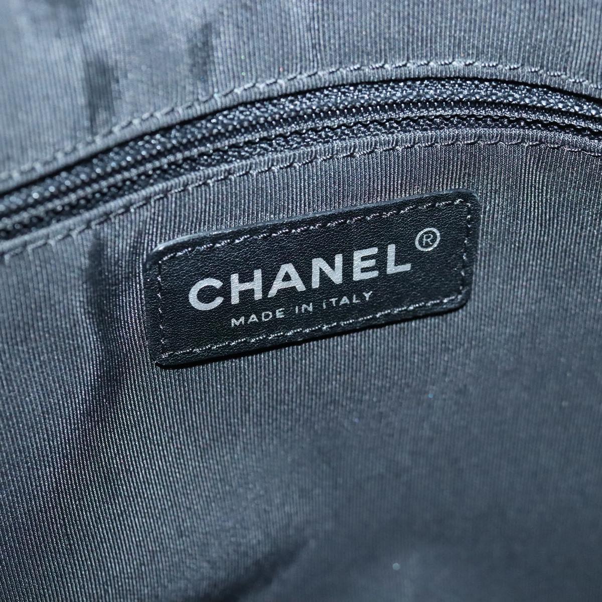 CHANEL V stitch Hand Bag Leather Black Silver CC bs19168