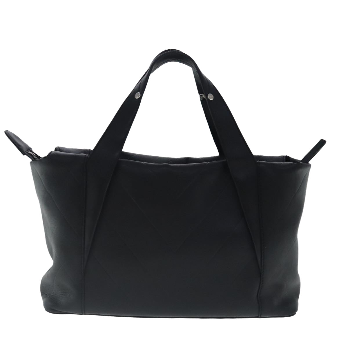 CHANEL V stitch Hand Bag Leather Black Silver CC bs19168