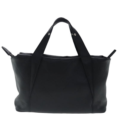 CHANEL V stitch Hand Bag Leather Black Silver CC bs19168