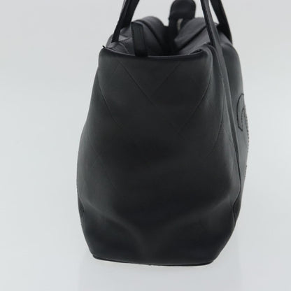 CHANEL V stitch Hand Bag Leather Black Silver CC bs19168
