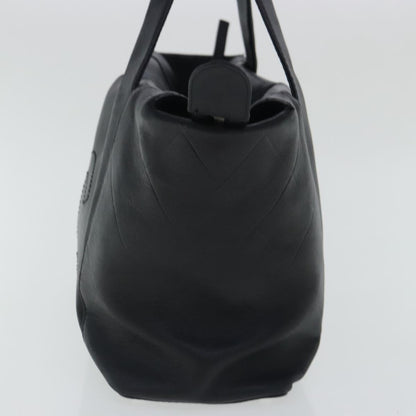 CHANEL V stitch Hand Bag Leather Black Silver CC bs19168