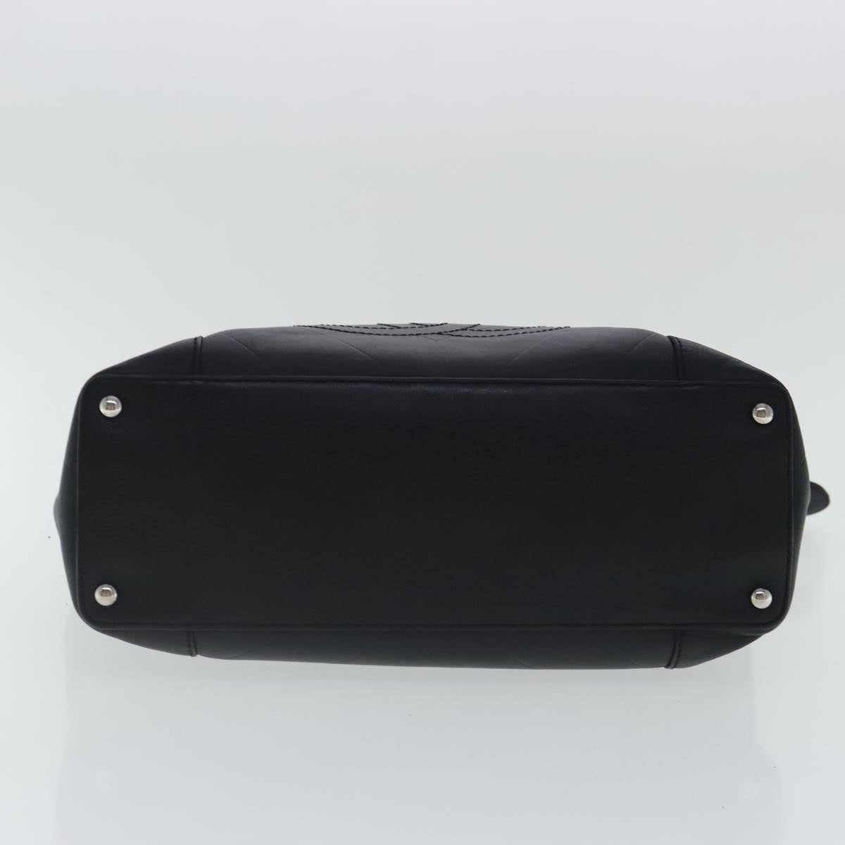 CHANEL V stitch Hand Bag Leather Black Silver CC bs19168