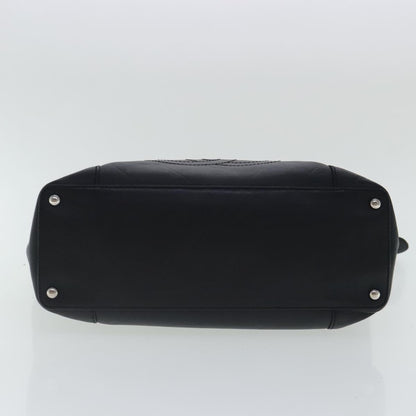 CHANEL V stitch Hand Bag Leather Black Silver CC bs19168