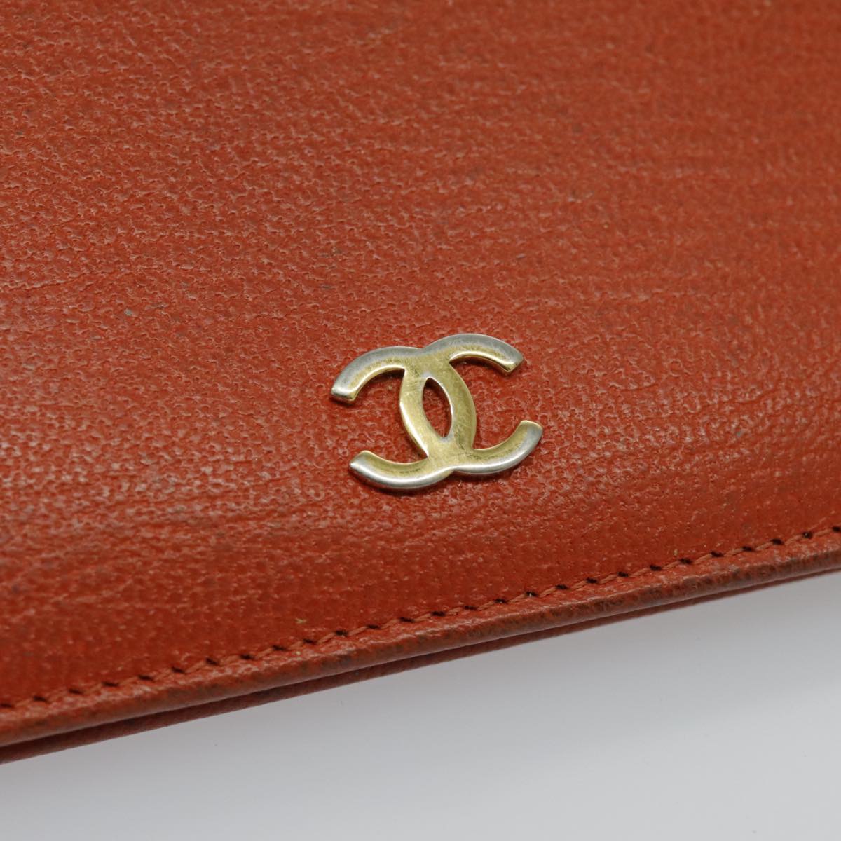 CHANEL Long Wallet Leather Orange Gold CC bs19169