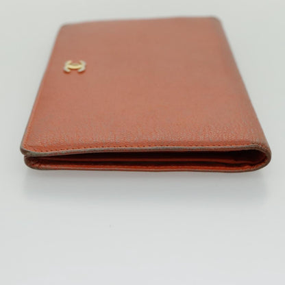 CHANEL Long Wallet Leather Orange Gold CC bs19169