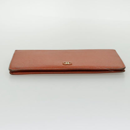 CHANEL Long Wallet Leather Orange Gold CC bs19169