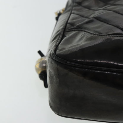 CHANEL V Stitch Hand Bag Patent leather Black Gold CC bs19212