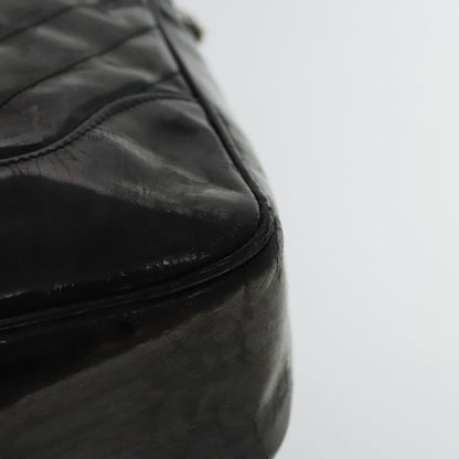 CHANEL V Stitch Hand Bag Patent leather Black Gold CC bs19212