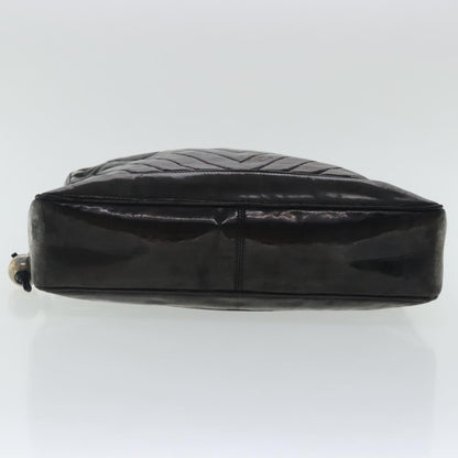 CHANEL V Stitch Hand Bag Patent leather Black Gold CC bs19212
