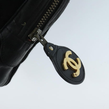 CHANEL Matelasse Chain Shoulder Bag Cotton Black Gold CC bs19253
