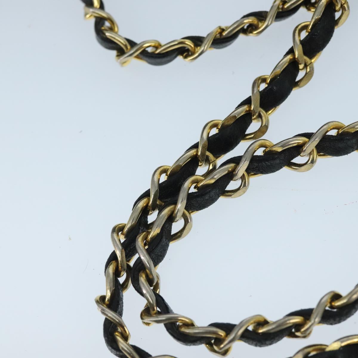 CHANEL Matelasse Chain Shoulder Bag Cotton Black Gold CC bs19253