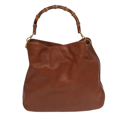 GUCCI Bamboo Hand Bag Leather 2way Brown Gold 001 1781 1577  bs19269