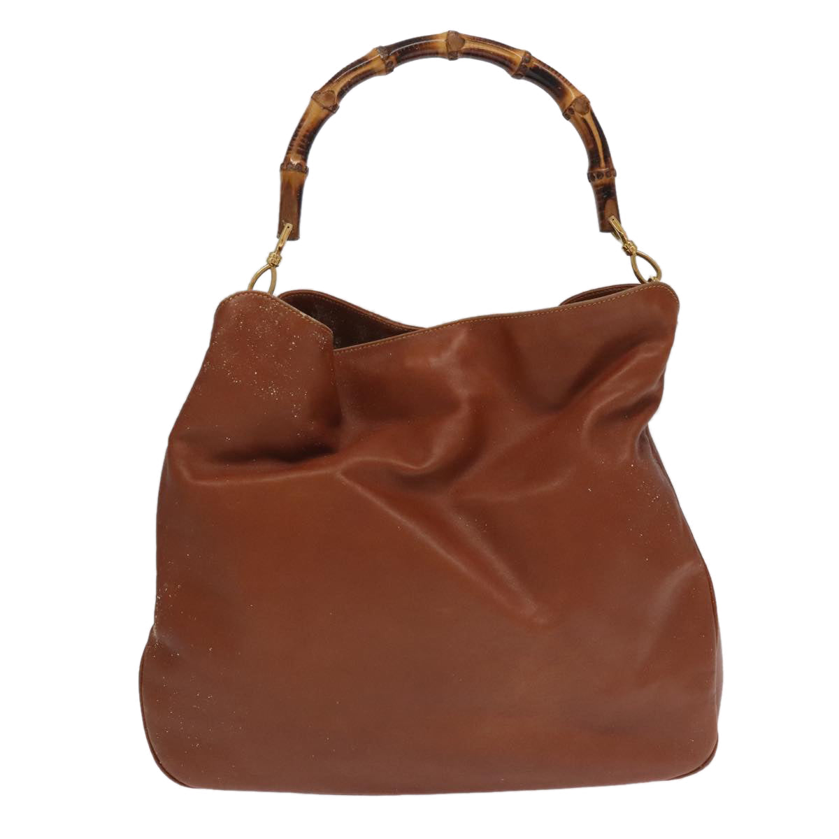 GUCCI Bamboo Hand Bag Leather 2way Brown Gold 001 1781 1577  bs19269