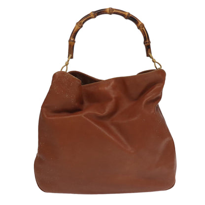 GUCCI Bamboo Hand Bag Leather 2way Brown Gold 001 1781 1577  bs19269
