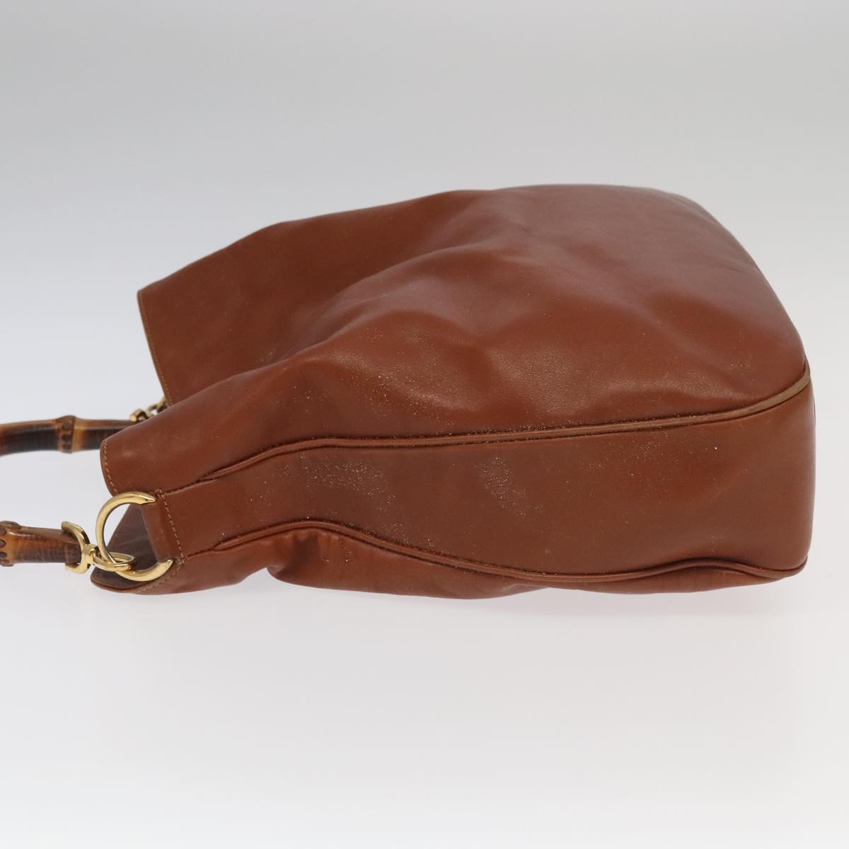 GUCCI Bamboo Hand Bag Leather 2way Brown Gold 001 1781 1577  bs19269