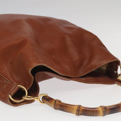 GUCCI Bamboo Hand Bag Leather 2way Brown Gold 001 1781 1577  bs19269