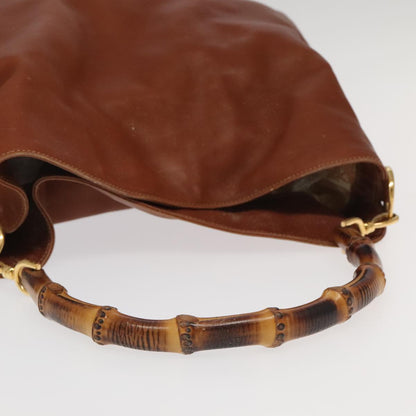 GUCCI Bamboo Hand Bag Leather 2way Brown Gold 001 1781 1577  bs19269