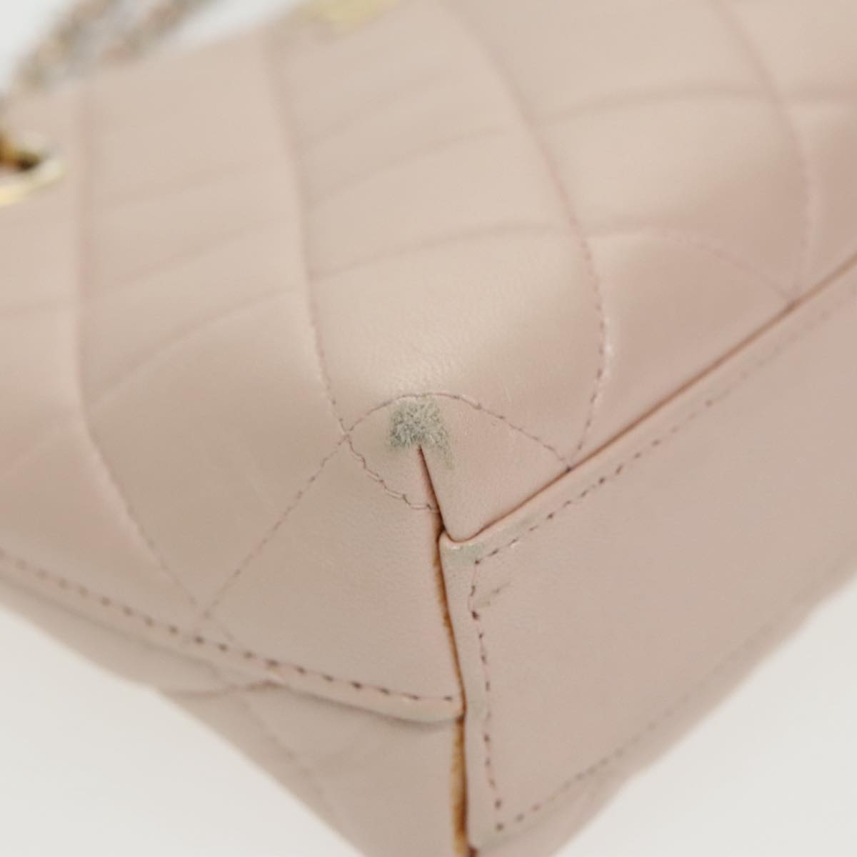 CHANEL Matelasse Chain Hand Bag Leather Pink Silver CC bs19287