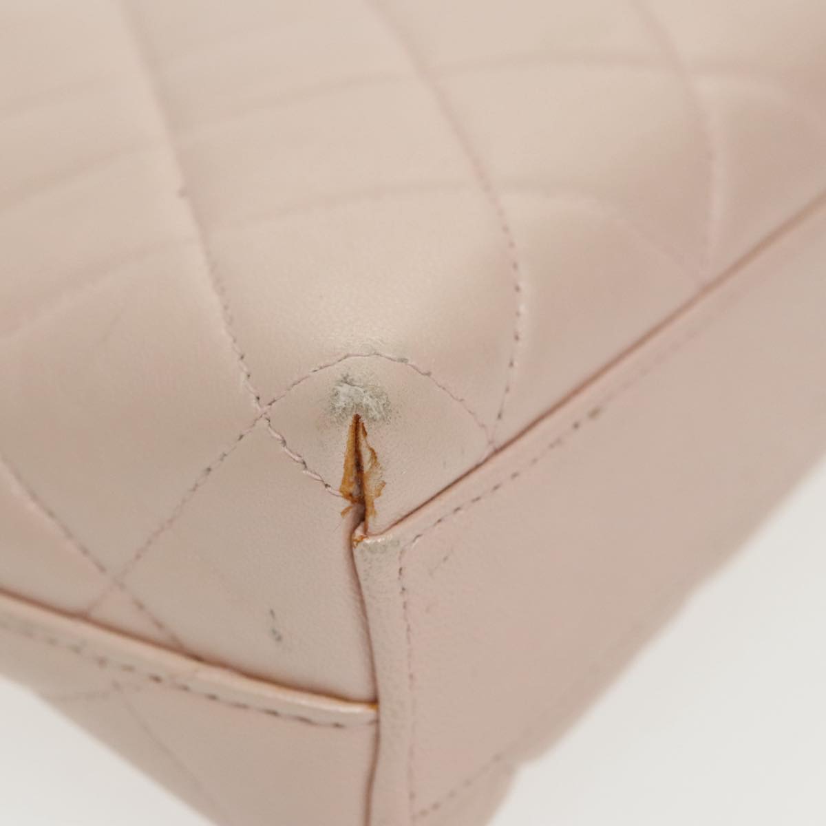CHANEL Matelasse Chain Hand Bag Leather Pink Silver CC bs19287
