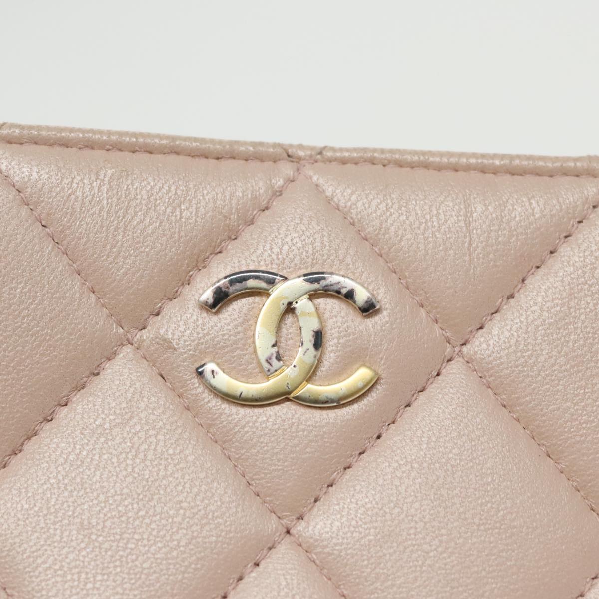 CHANEL Matelasse Chain Hand Bag Leather Pink Silver CC bs19287