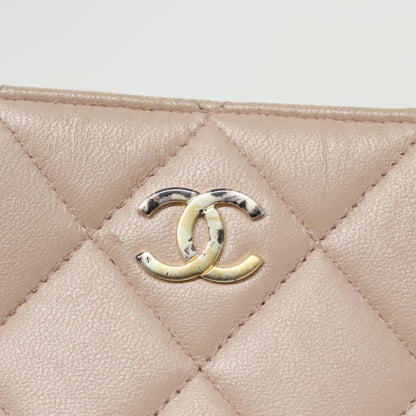 CHANEL Matelasse Chain Hand Bag Leather Pink Silver CC bs19287