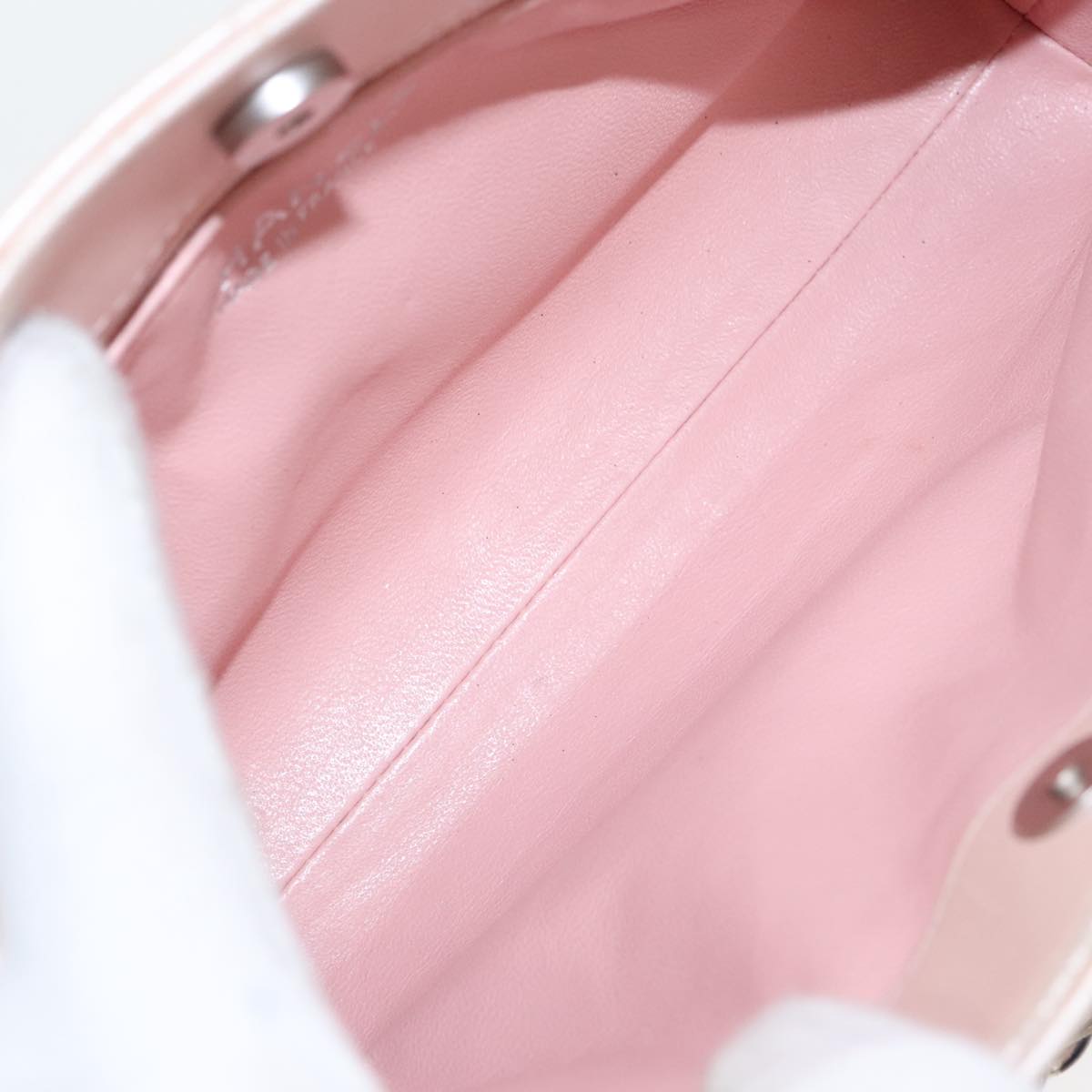 CHANEL Matelasse Chain Hand Bag Leather Pink Silver CC bs19287
