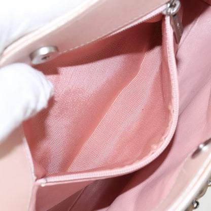 CHANEL Matelasse Chain Hand Bag Leather Pink Silver CC bs19287