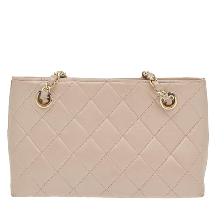 CHANEL Matelasse Chain Hand Bag Leather Pink Silver CC bs19287