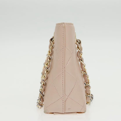 CHANEL Matelasse Chain Hand Bag Leather Pink Silver CC bs19287
