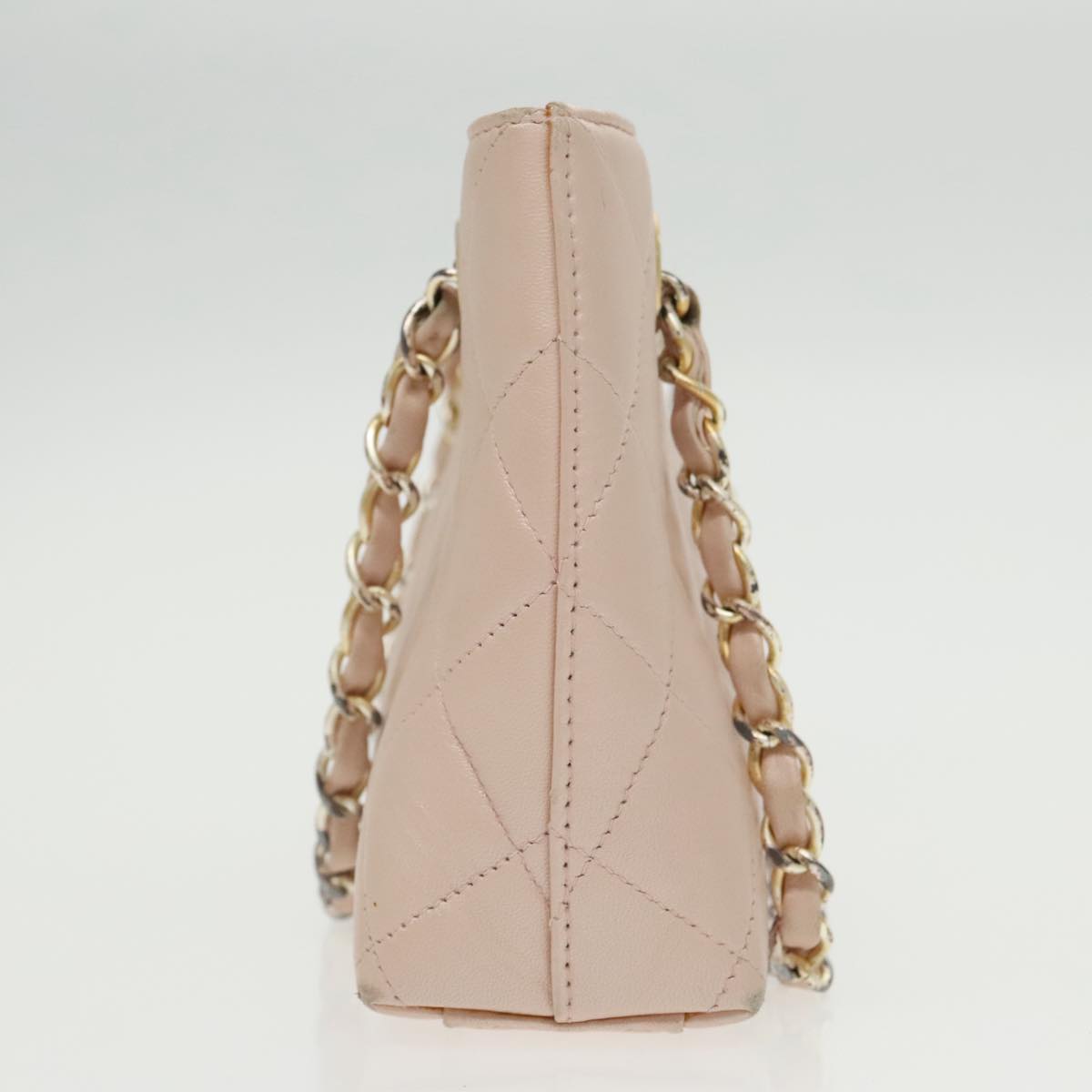 CHANEL Matelasse Chain Hand Bag Leather Pink Silver CC bs19287