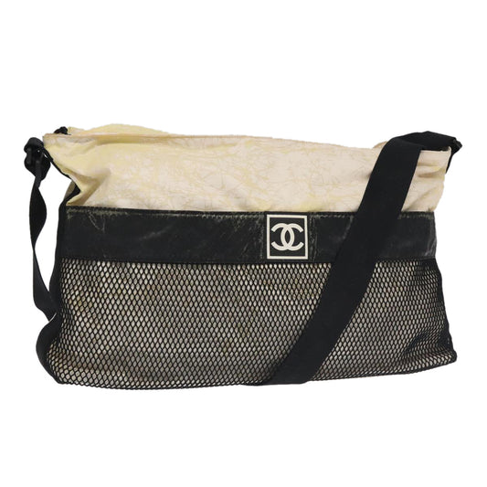 CHANEL Chanel Sports Shoulder Bag Nylon White Black CC bs19291