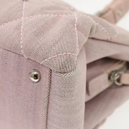 CHANEL Matelasse COCO Mark Hand Bag Canvas Pink Silver CC bs19387