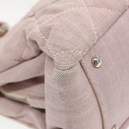 CHANEL Matelasse COCO Mark Hand Bag Canvas Pink Silver CC bs19387