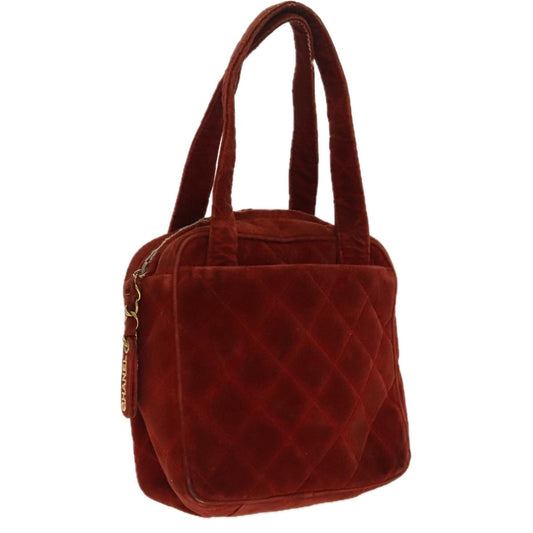 CHANEL Matelasse Hand Bag Velor Orange Gold CC bs19395