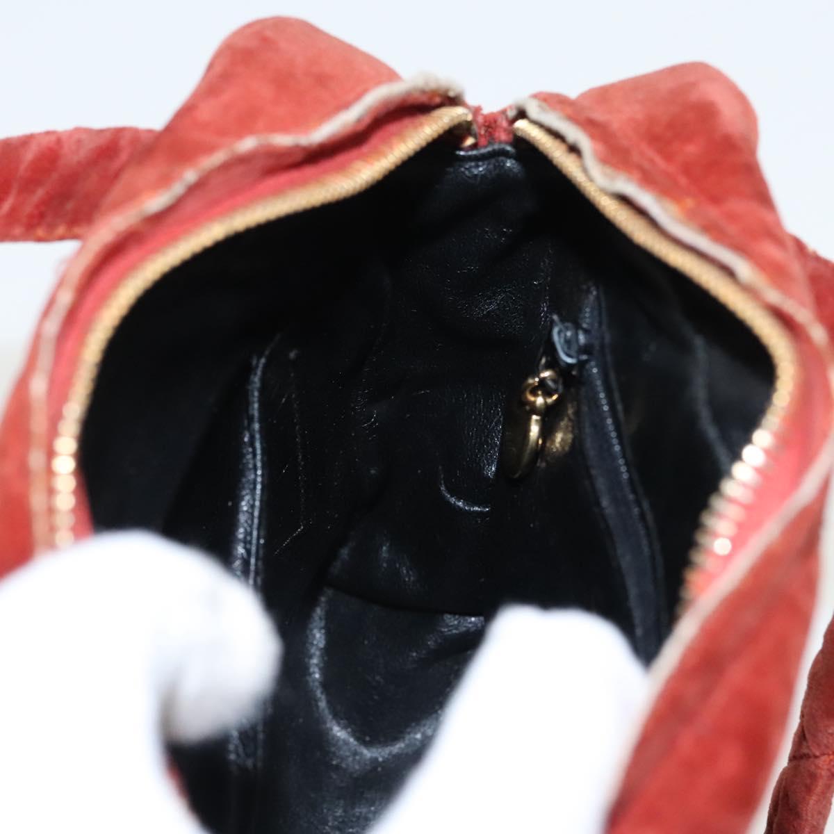 CHANEL Matelasse Hand Bag Velor Orange Gold CC bs19395
