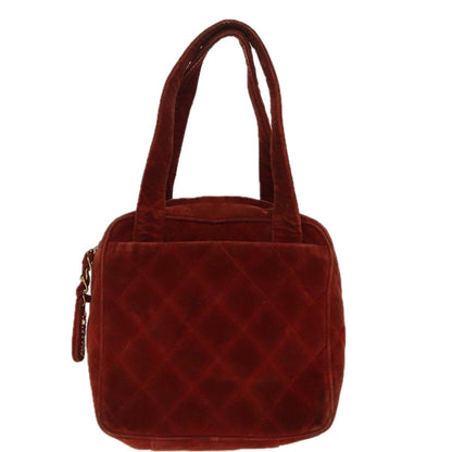 CHANEL Matelasse Hand Bag Velor Orange Gold CC bs19395