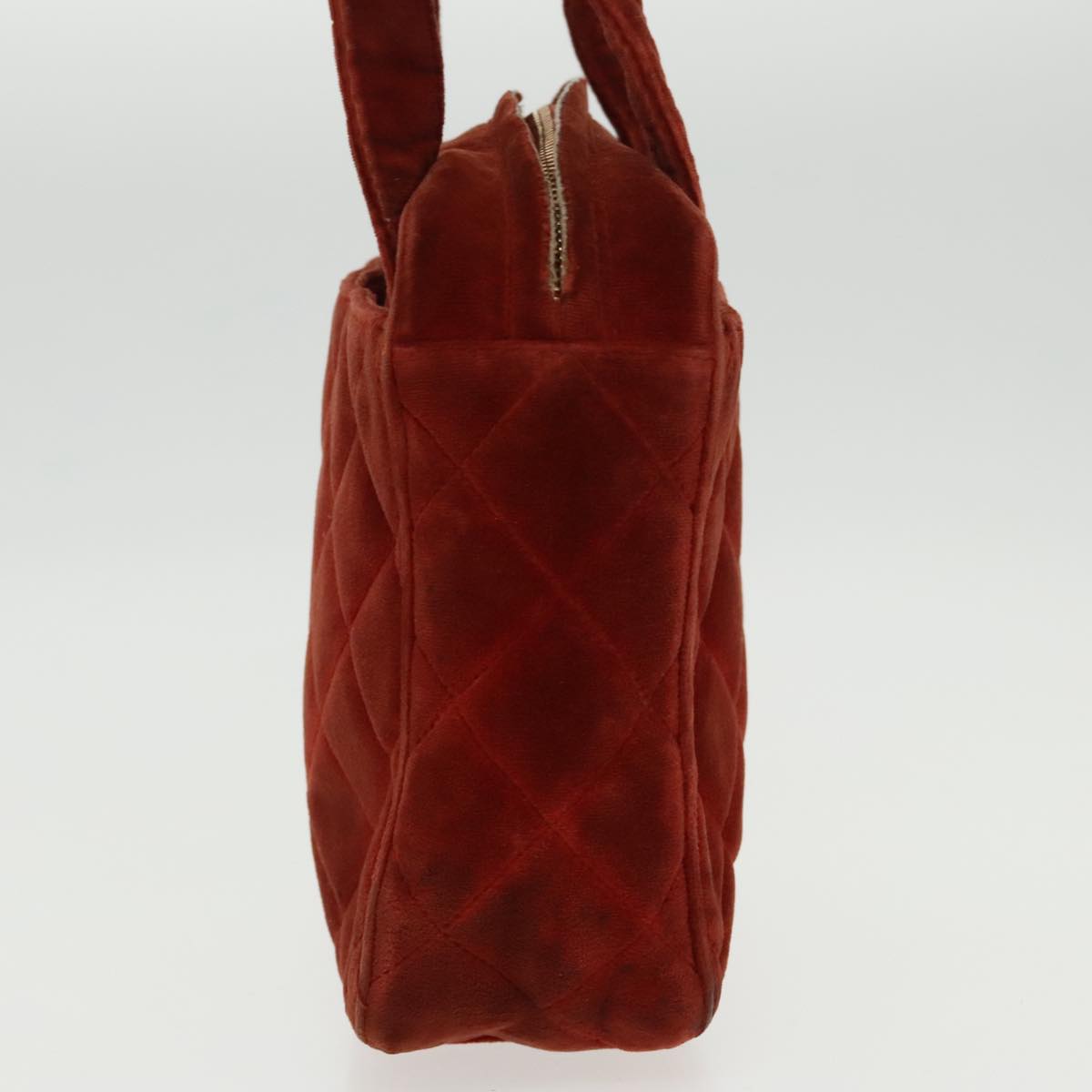 CHANEL Matelasse Hand Bag Velor Orange Gold CC bs19395