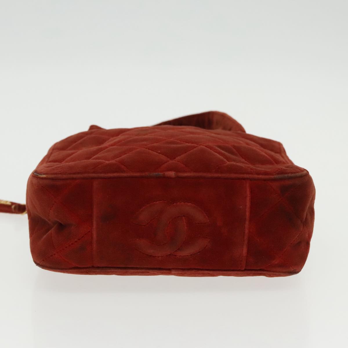 CHANEL Matelasse Hand Bag Velor Orange Gold CC bs19395