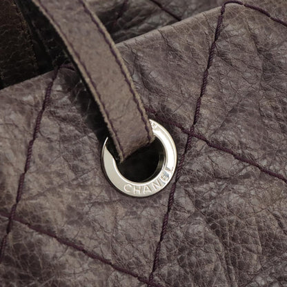 CHANEL Wild Stitch Tote Bag Leather Purple Silver CC bs19398